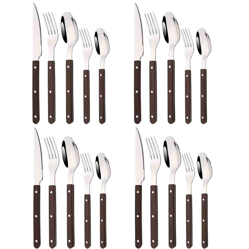 Bamboo Cutlery - 5/20 pçs imitação de madeira prata